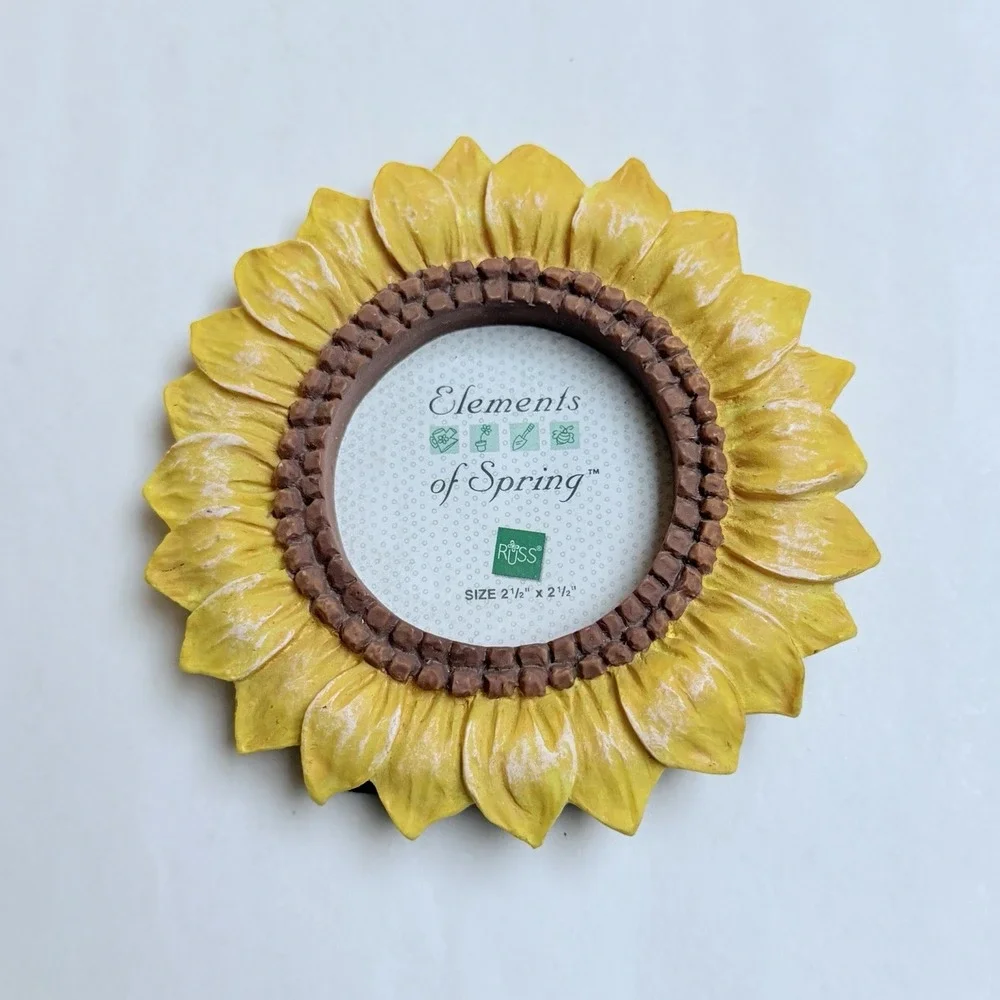 Vintage Russ Berrie Sunflower Elements of Spring Picture Frame 3.5 Inch Mini